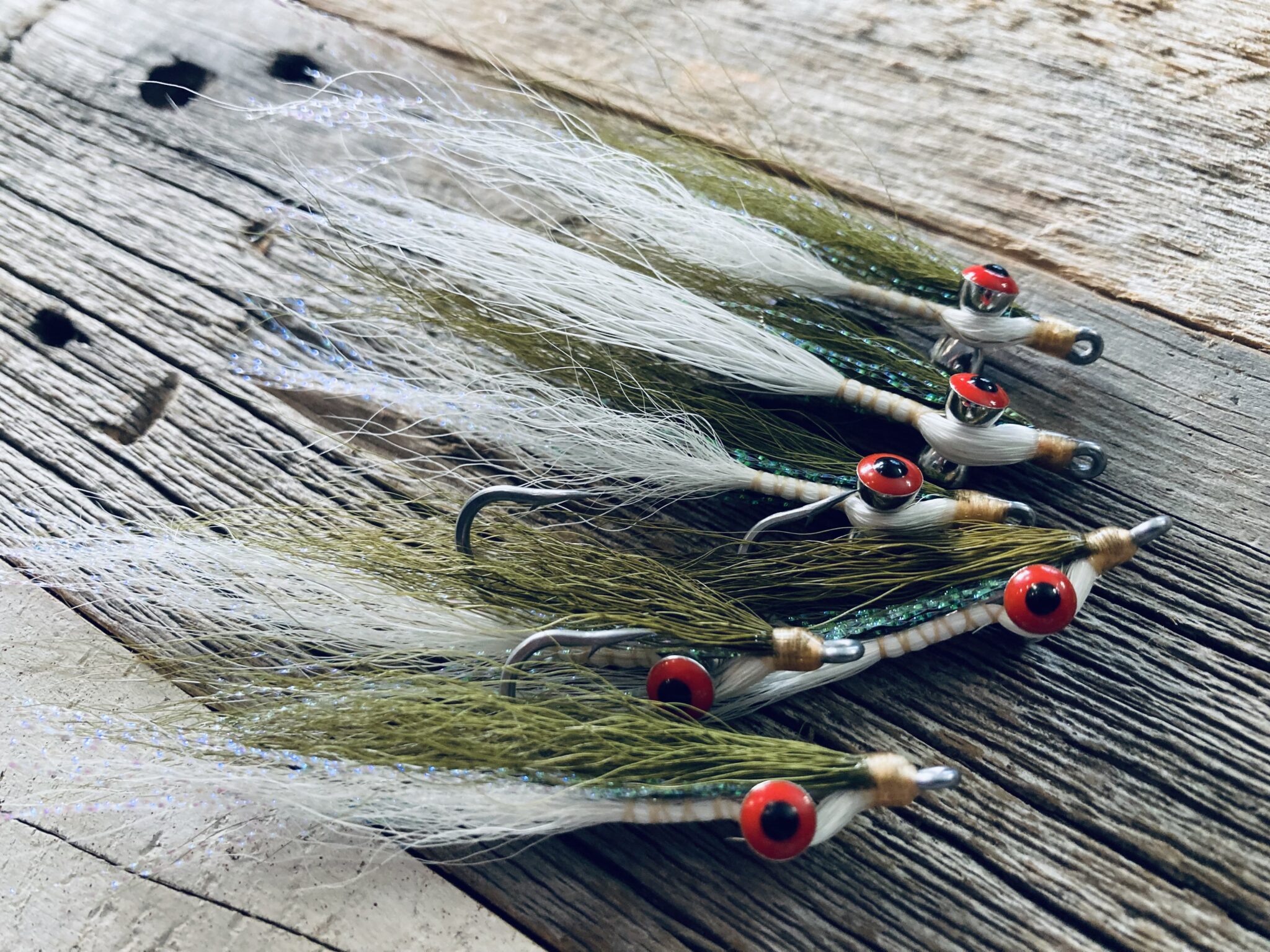 Olive and White Clouser